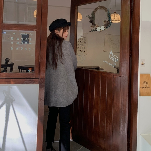 Női modern hosszú kardigán széles modell szürke és fekete színben