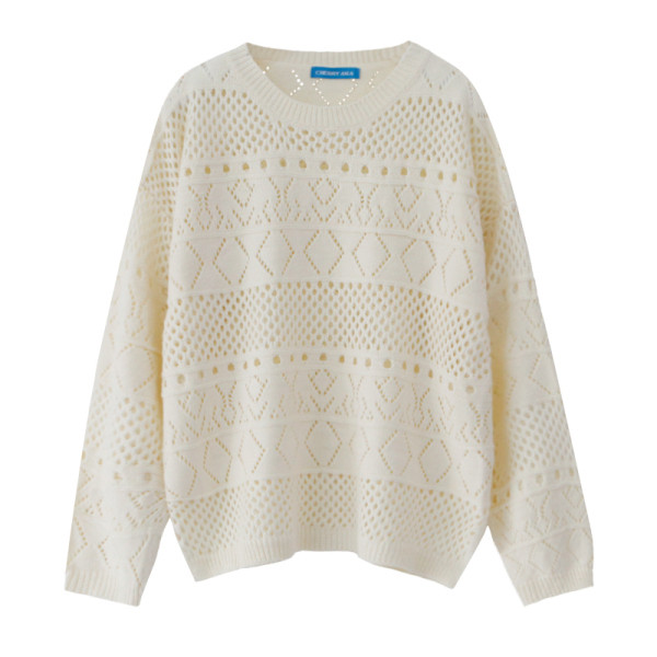 Modern vékony pulóver bézs és fekete kivágásokkal