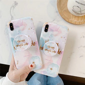 Цветен калъф + пръстен и надпис на гърба за  Iphone X/XS