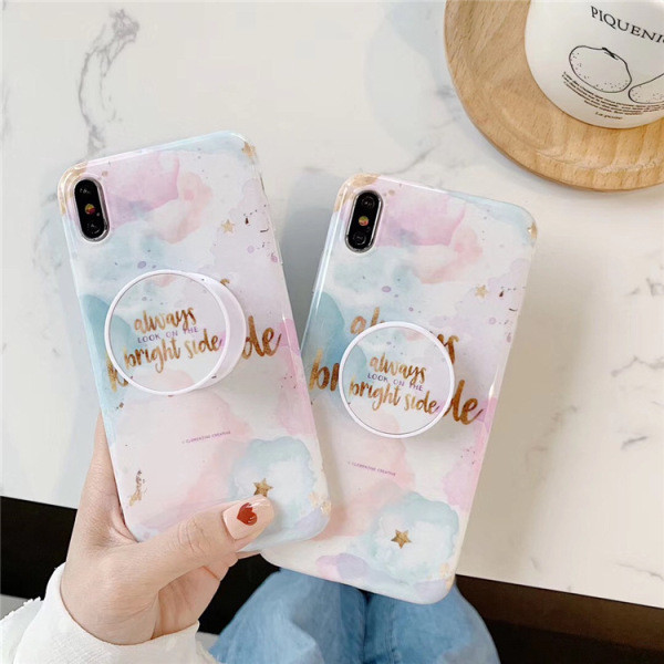 Színes tok + gyűrű és felirat a hátoldalon Iphone X / XS-hez