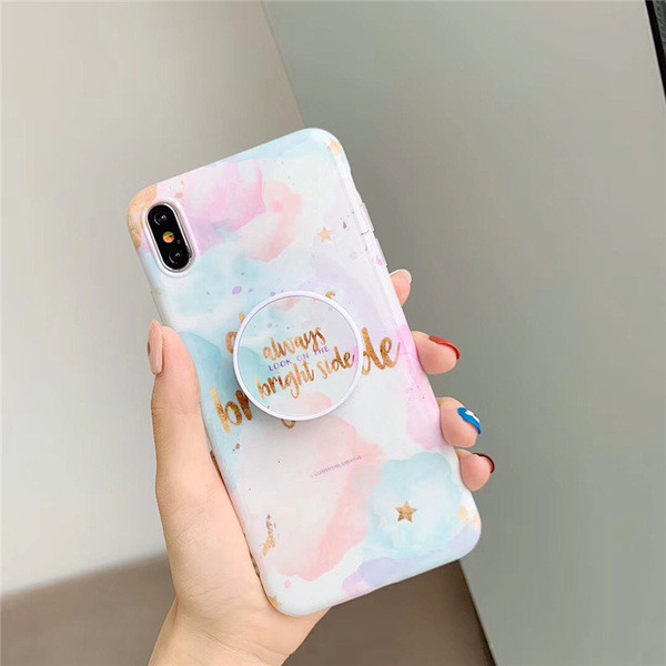 Színes tok + gyűrű és felirat a hátoldalon Iphone X / XS-hez