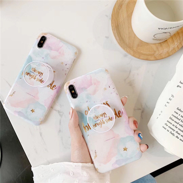 Színes tok + gyűrű és felirat a hátoldalon Iphone X / XS-hez