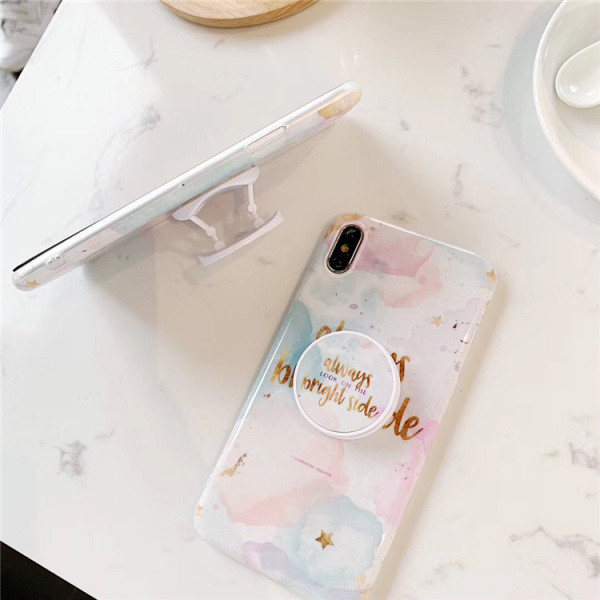 Színes tok + gyűrű és felirat a hátoldalon Iphone X / XS-hez