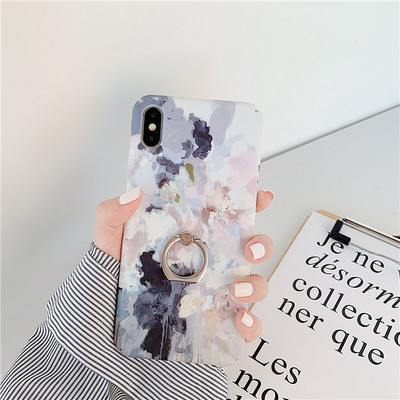 Kemény tarka hátlap + gyűrű Iphone X / XS-hez