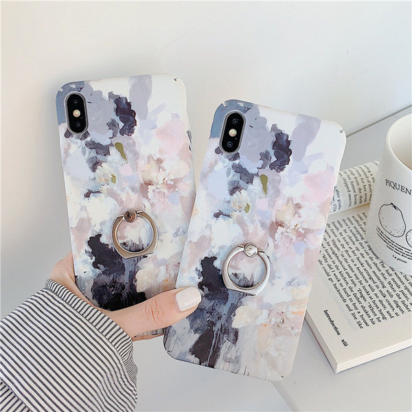 Spate tare multicolor + inel pentru Iphone X / XS