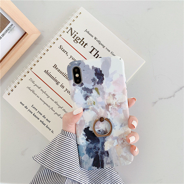 Spate tare multicolor + inel pentru Iphone X / XS