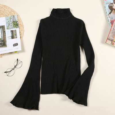 Női kötött pulóver lótusz ujjal és magas gallérral több színben