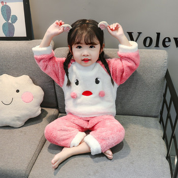Детска пижама за момичета в розов и жълт цвят с 3D елементи