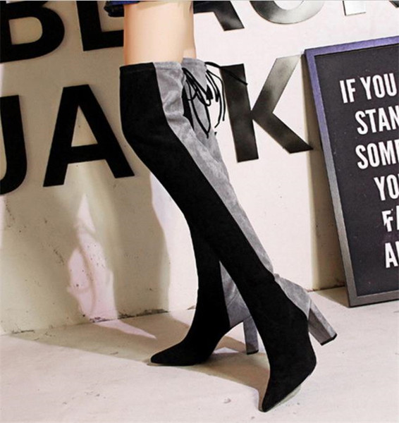 Öko velúrból készült, vastag sarkú női csizma új modellje