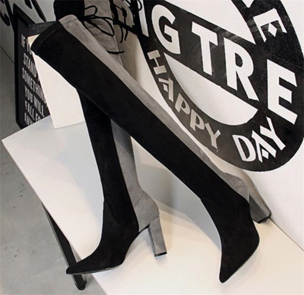 Öko velúrból készült, vastag sarkú női csizma új modellje