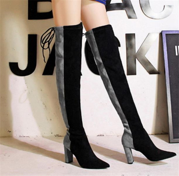 Öko velúrból készült, vastag sarkú női csizma új modellje