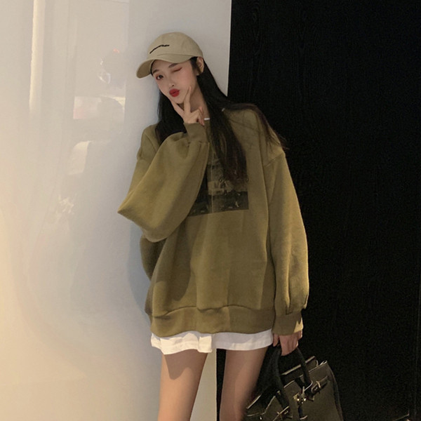 Női, vitatott napi pulóver szürke és zöld színben