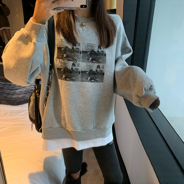 Női, vitatott napi pulóver szürke és zöld színben