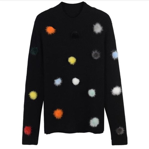 Μοντέρνο χειμερινό γυναικείο πουλόβερ σε μαύρο χρώμα