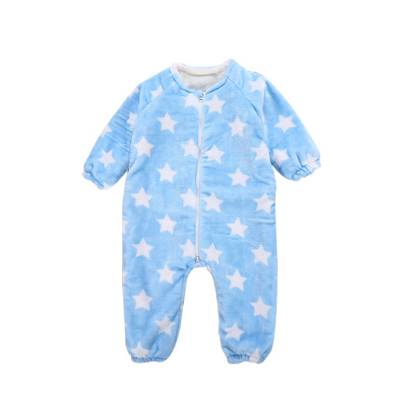 Gyerek pizsama lányoknak kék és sárga színben cipzárral és ovális nyakkivágással