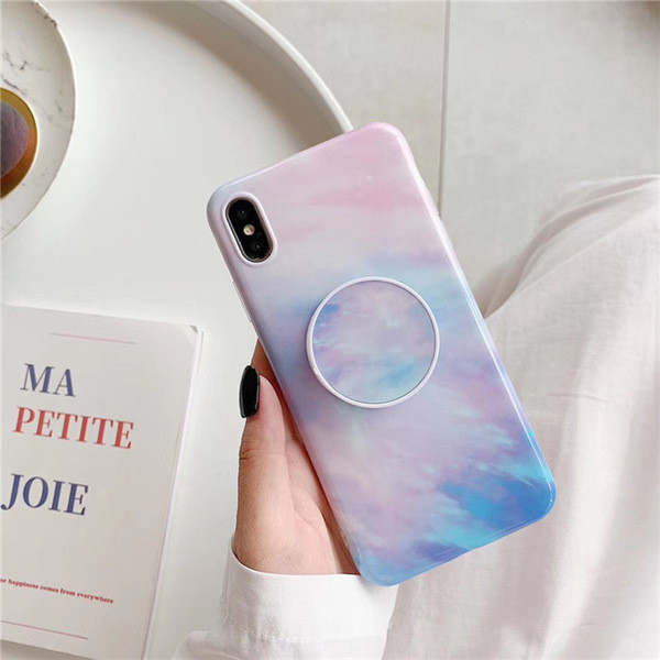 Husa silicon multicolora + inel pentru Iphone X / XS