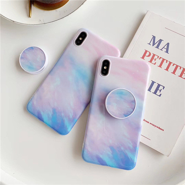 Husa silicon multicolora + inel pentru Iphone X / XS