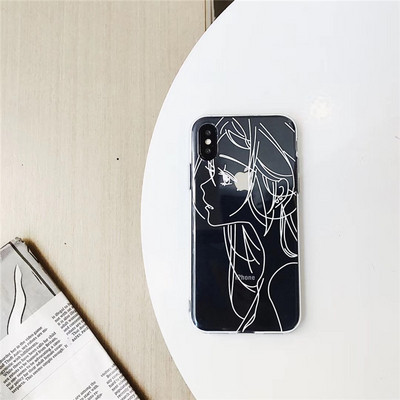 Прозрачен силиконов калъф с момиче в черен или бял цвят за  Iphone X/XS