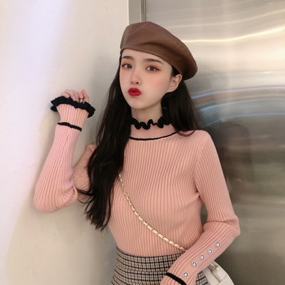 Modern női blúz három színben, félmagas gallérral