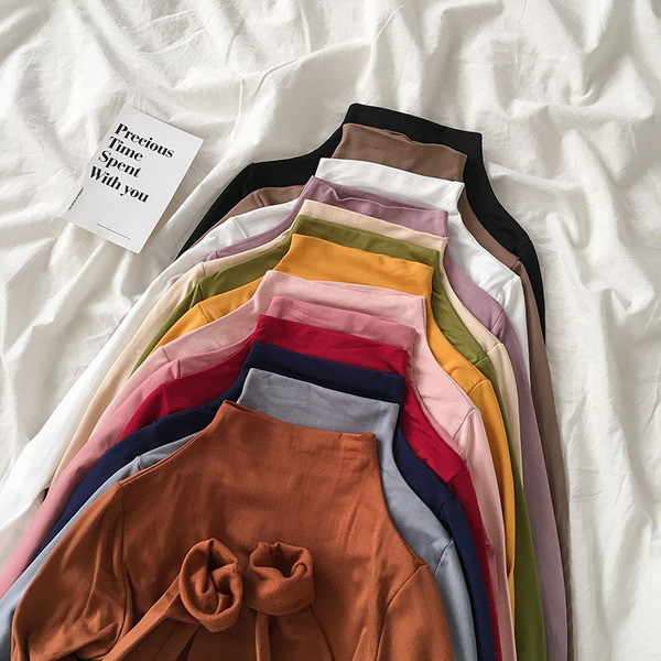 Lezser női blúz félmagas gallérral és hosszú ujjú több színben