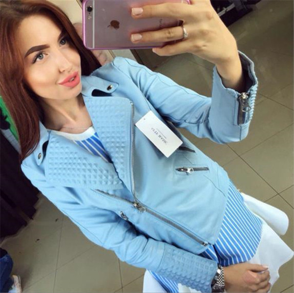 Női kabát öko bőrből, spitz nyakkivágással - többféle színben