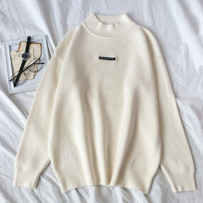 Alkalmi női pulóver felirattal, magas gallérral három színben