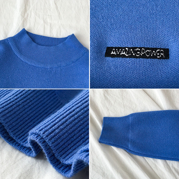 Alkalmi női pulóver felirattal, magas gallérral három színben