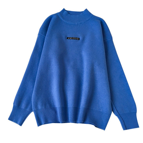 Alkalmi női pulóver felirattal, magas gallérral három színben