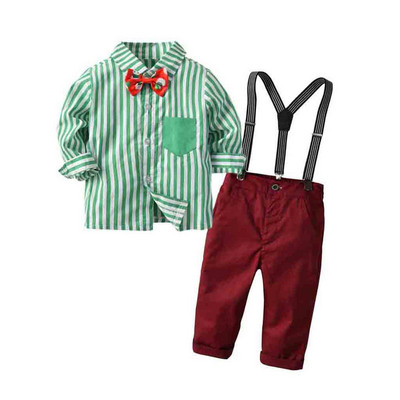 Детски комплект за момчета от раирана риза + панталон в два цвята