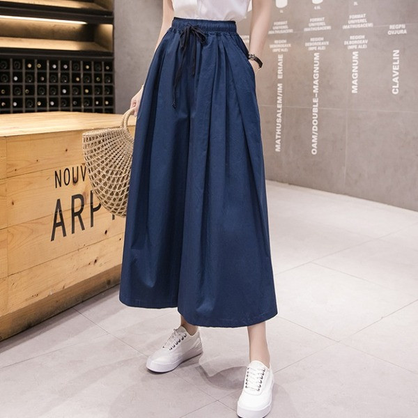 Széles szoknyanadrág elasztikus derékkal és hossza 9/10