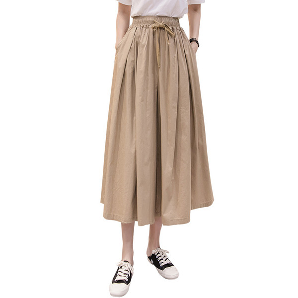 Széles szoknyanadrág elasztikus derékkal és hossza 9/10