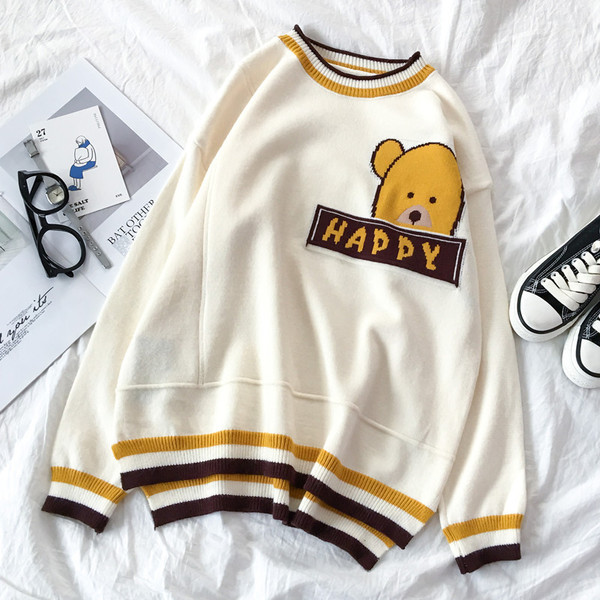 Γυναικείο πουλόβερ  με ωοειδές λαιμόκοψη και μακρύ μανίκι σε τέσσερα χρώματα