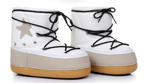 Șorțuri de iarnă de damă cu talpă înaltă și căptușeală moale în alb și gri