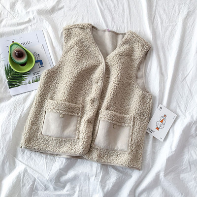 Alkalmi női mellény három színben, zsebekkel és V-nyakkal