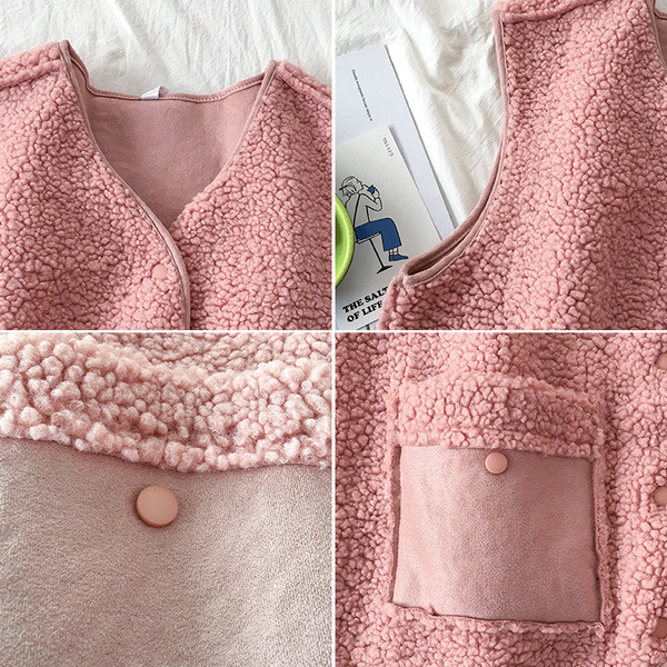 Alkalmi női mellény három színben, zsebekkel és V-nyakkal