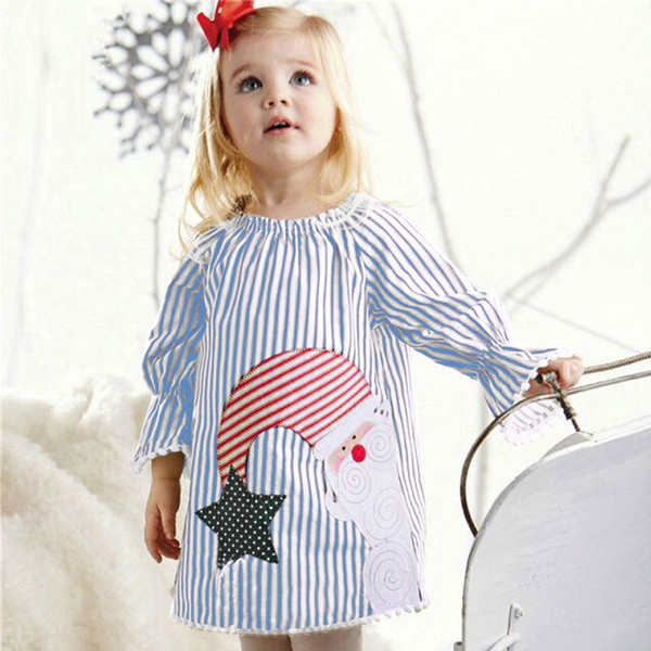 Csíkos gyerekruha kerek nyakkivágással és rátéttel, két színben