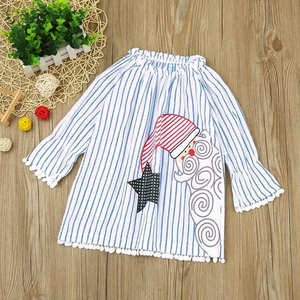 Csíkos gyerekruha kerek nyakkivágással és rátéttel, két színben