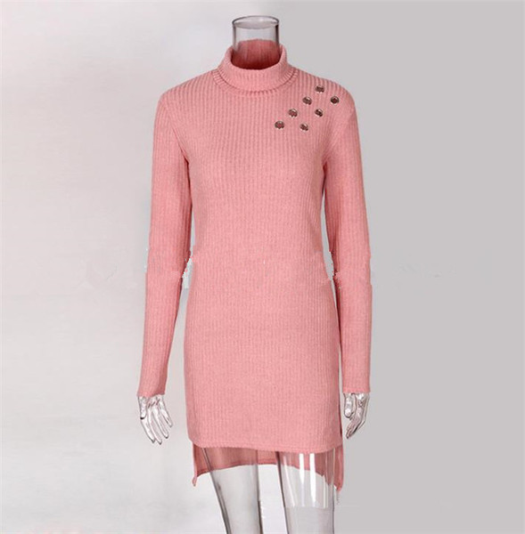 Női blúz hosszú, aszimmetrikus modell magas pólógallérral, több színben