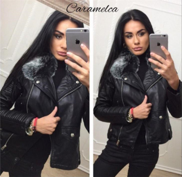 Γυναικείο φθινόπωρο-χειμωνιάτικα  μπουφάν με χνουδοτό κολάρο σε μαύρο και μπορντό χρώμα