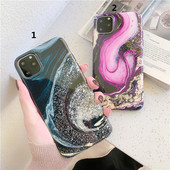 Husă pentru Iphone 11 Pro Max cu particule strălucitoare în verde și roz