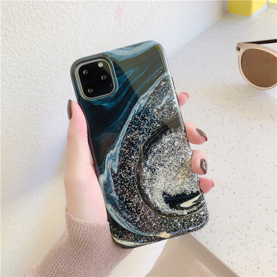 Husă pentru Iphone 11 Pro Max cu particule strălucitoare în verde și roz