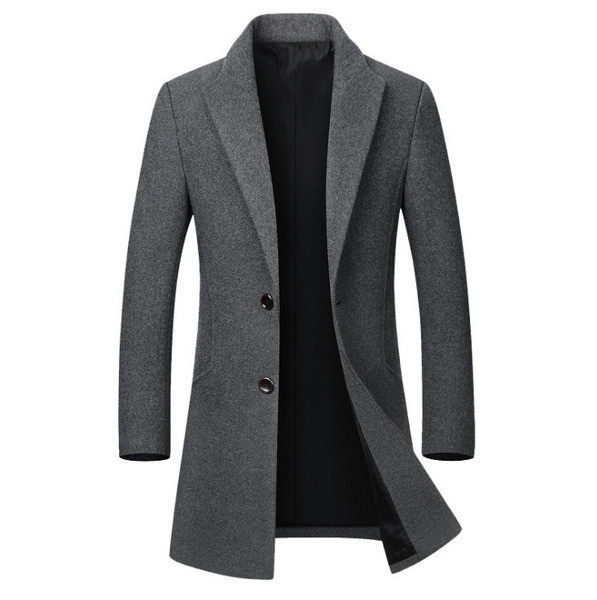 Модерно мъжко палто с копчета в сив,черен и бордо цвят