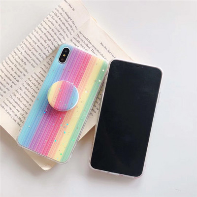 Többszínű Rainbow tok + gyűrű Iphone X / XS-hez - két modell