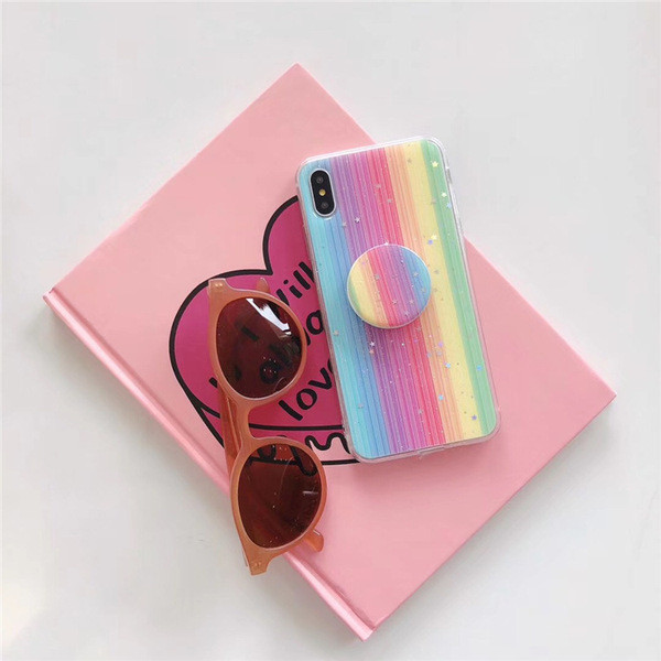 Többszínű Rainbow tok + gyűrű Iphone X / XS-hez - két modell