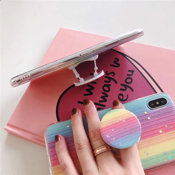 Többszínű Rainbow tok + gyűrű Iphone X / XS-hez - két modell