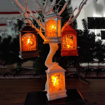 Коледен фенер с LED светлина и различни апликации в червен, бронзов, сив и бял цвят