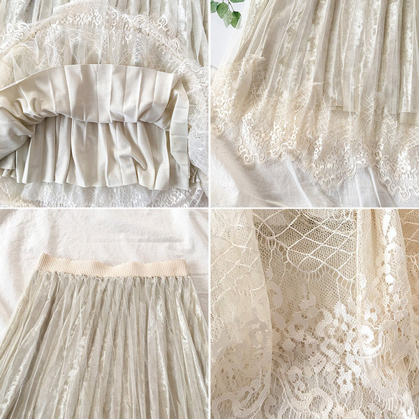 Modern női szoknya fehér és fekete színben, csipkével és gumírozott derékkal