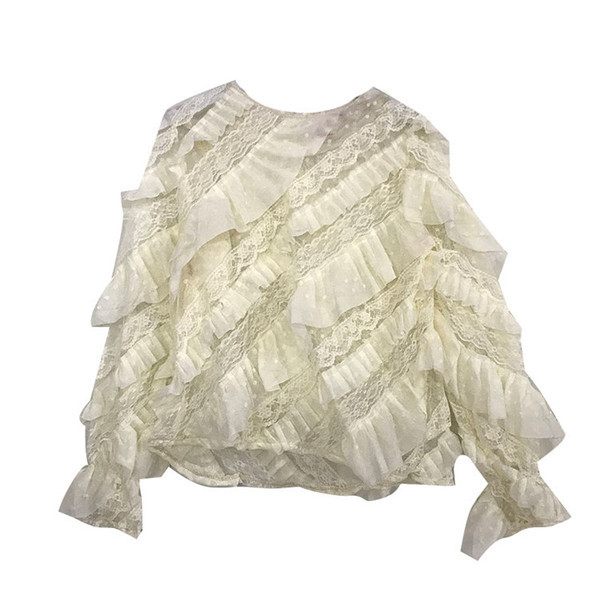 Νέο μοντέλο γυναικεία μπλούζααπό  δαντέλα με τούλι με στρογγυλη λαιμόκοψη σε διάφορα χρώματα