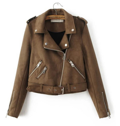 Női őszi kabát spitz nyakkivágással, barna színben