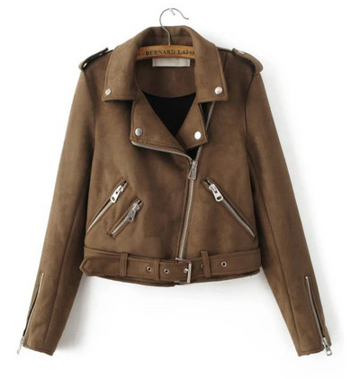 Női őszi kabát spitz nyakkivágással, barna színben